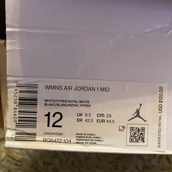 JORDAN 1 WOMEN SIZE 12 - Picture 7 of 8